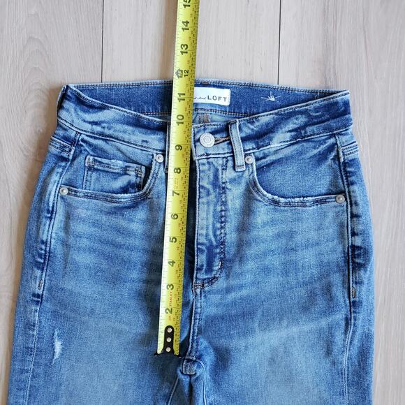 LOFT Jeans Womens 24x27 Modern Straight Leg Mid-Rise Medium Raw Frayed Hem Denim - Picture 4 of 10